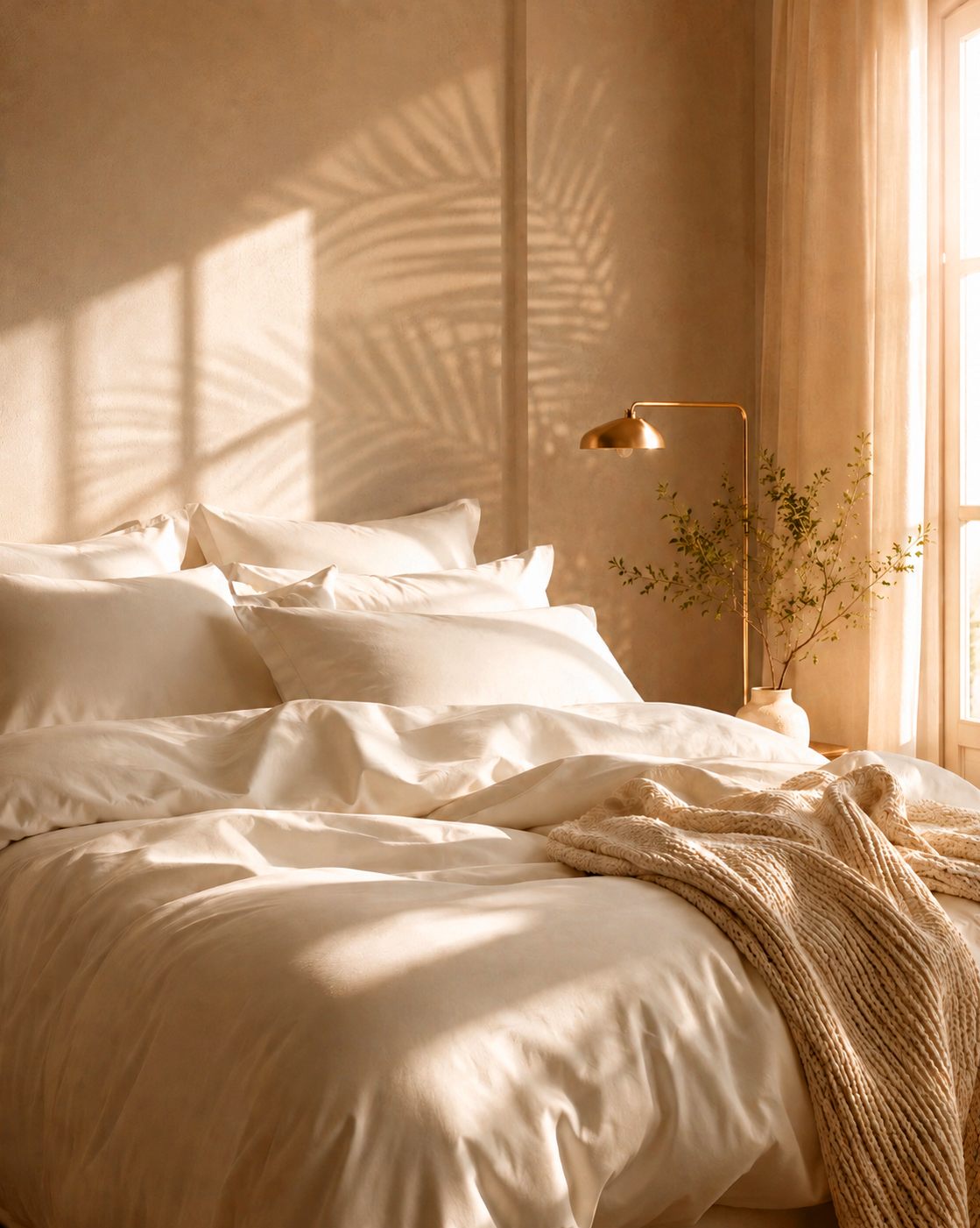 Dormitorio soleado con ropa de cama oiko